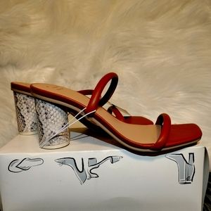 A New Day Snakeskin Cass Thin Strap Heel Brown Size 8